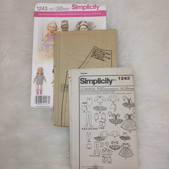 Simplicity 1243 Dance Outfits for 18" dolls like American Girl Doll AGD - Picture 3 of 5
